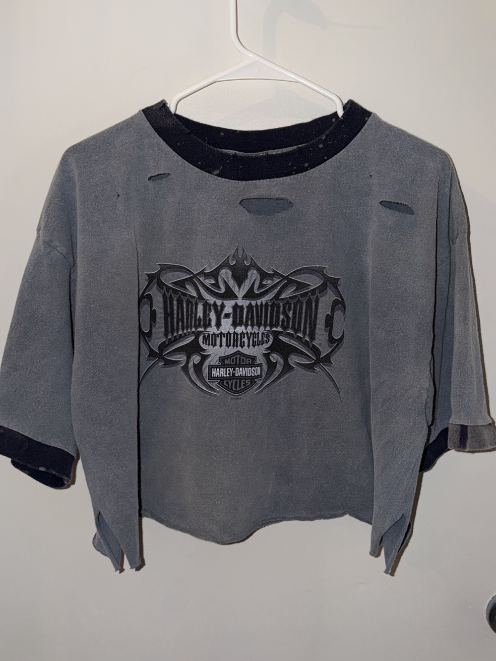 Harley-Davidson Girls' Distressed Short Sleeve Tee - Charcoal Black